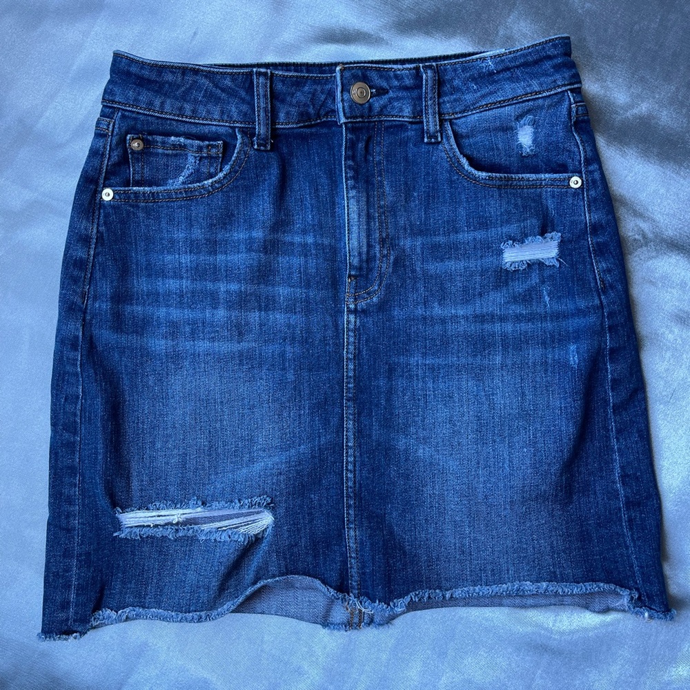 MADISON | Denim Skirt (Distressed w/pockets)